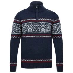 Mens Fair Isle Christmas Jumper Traditional Style Knit 1/4 Zip -Halloween Costumes Store 1A15309 blue 1600 1 opt 72270.1601044513.1100.1100