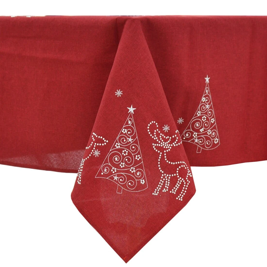 Christmas Reindeer Tablecloths Napkins Diamante Grey Red 3 Christmas Reindeer Tablecloths Napkins Diamante Grey Red