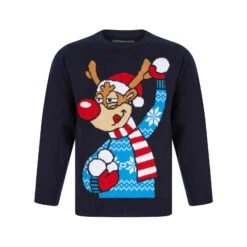 Kids Reindeer Throwing Snowballs Christmas Jumper -Halloween Costumes Store 2A189871F 1.opt