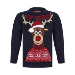 Kids Merry Christmas Antlers Reindeer Xmas Jumper -Halloween Costumes Store 2A189901F 1.opt