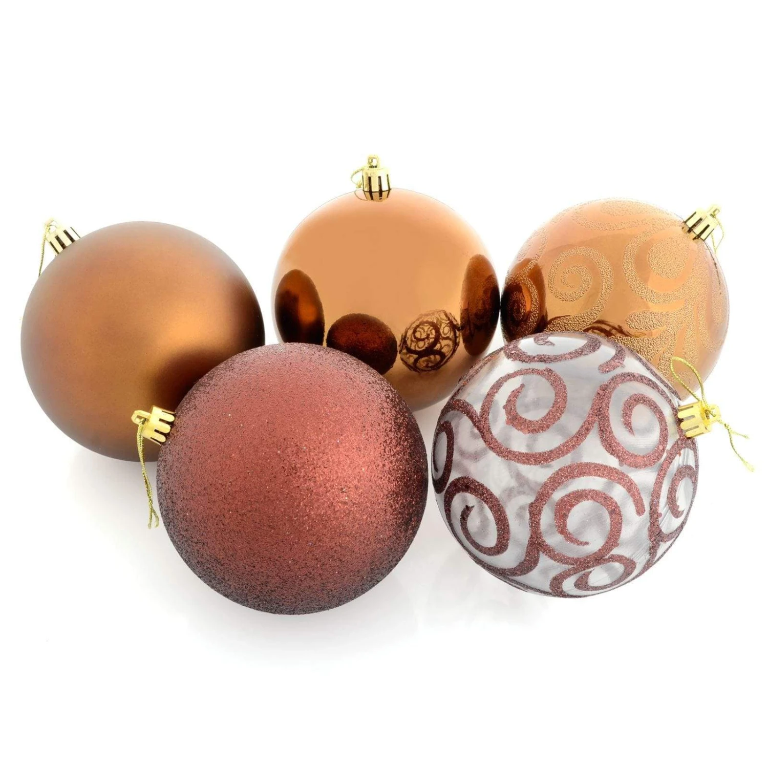 5 X 10cm Christmas Tree Baubles Swirl Matte Glitter Mirrored 4 5 X 10cm Christmas Tree Baubles Swirl Matte Glitter Mirrored - Image 2