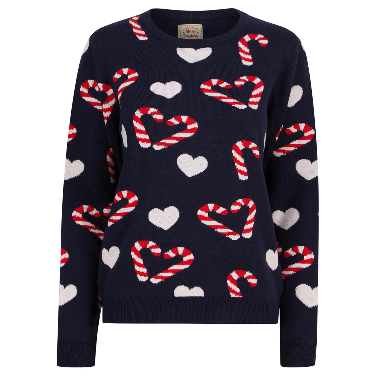 Womens Candy Cane Love Christmas Jumper 3 Womens Candy Cane Love Christmas Jumper