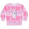 Kids Long Sleeved Pink Unicorn Christmas Jumper Age 2-7