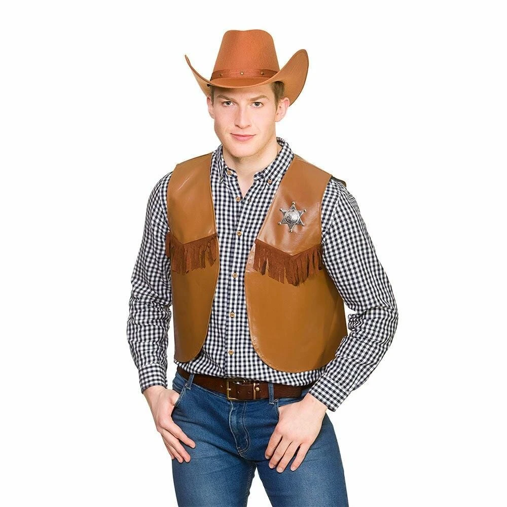Cowboy Waistcoat Wild West Sheriff Rodeo Adults One Size 3 Cowboy Waistcoat Wild West Sheriff Rodeo Adults One Size