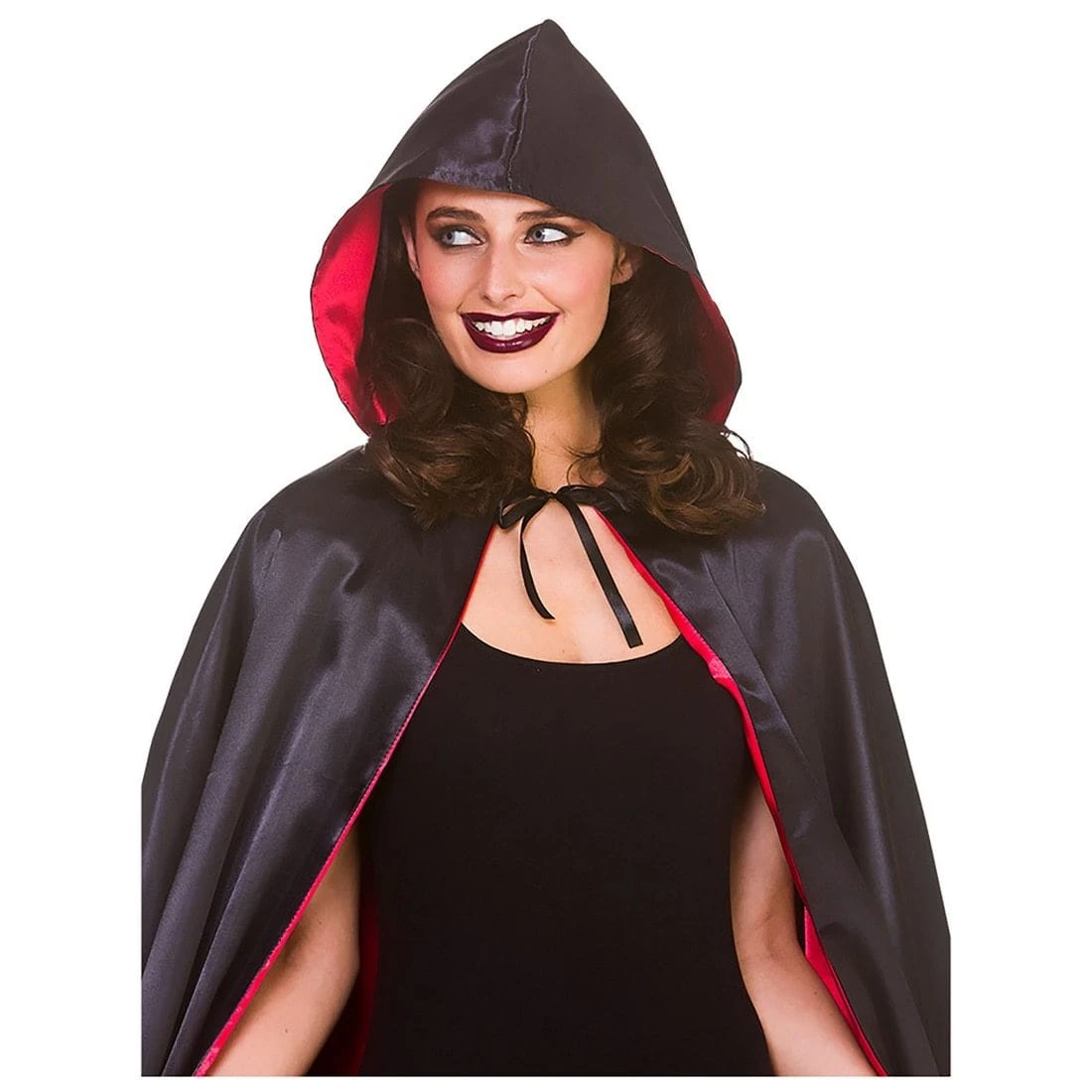 Super Deluxe Widows Hooded Cape Black Vampire Halloween 140cm 4 Super Deluxe Widows Hooded Cape Black Vampire Halloween 140cm - Image 2