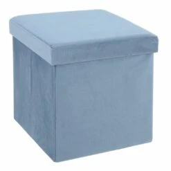 Hodge & Hodge Velvet Effect Storage Ottoman With Lid -Halloween Costumes Store BlueOttoman 21553.1609845417.1100.1100