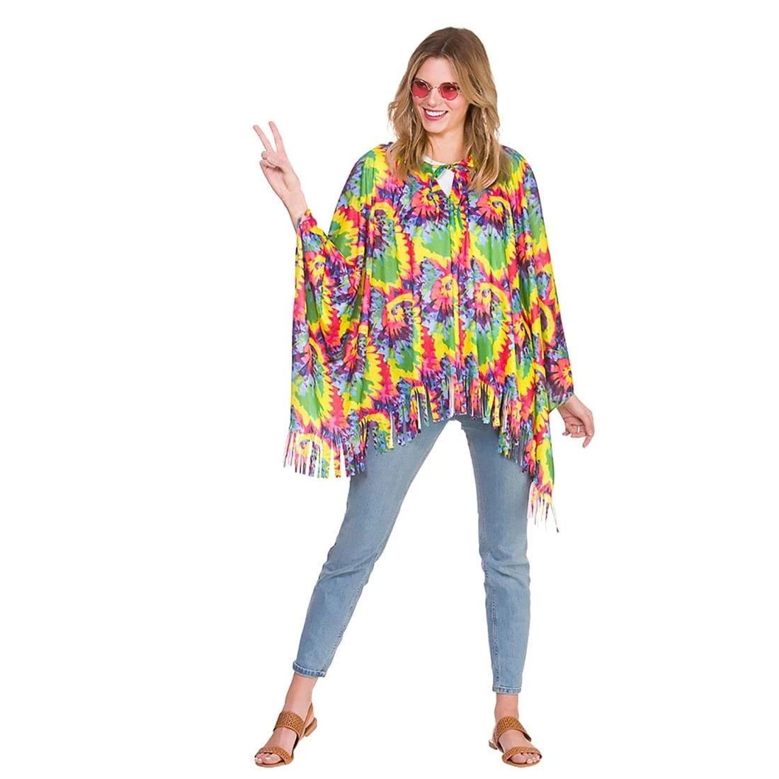 Hippie Poncho 1960s Festival Coat Mexican Fancy Dress Adult 3 Hippie Poncho 1960s Festival Coat Mexican Fancy Dress Adult