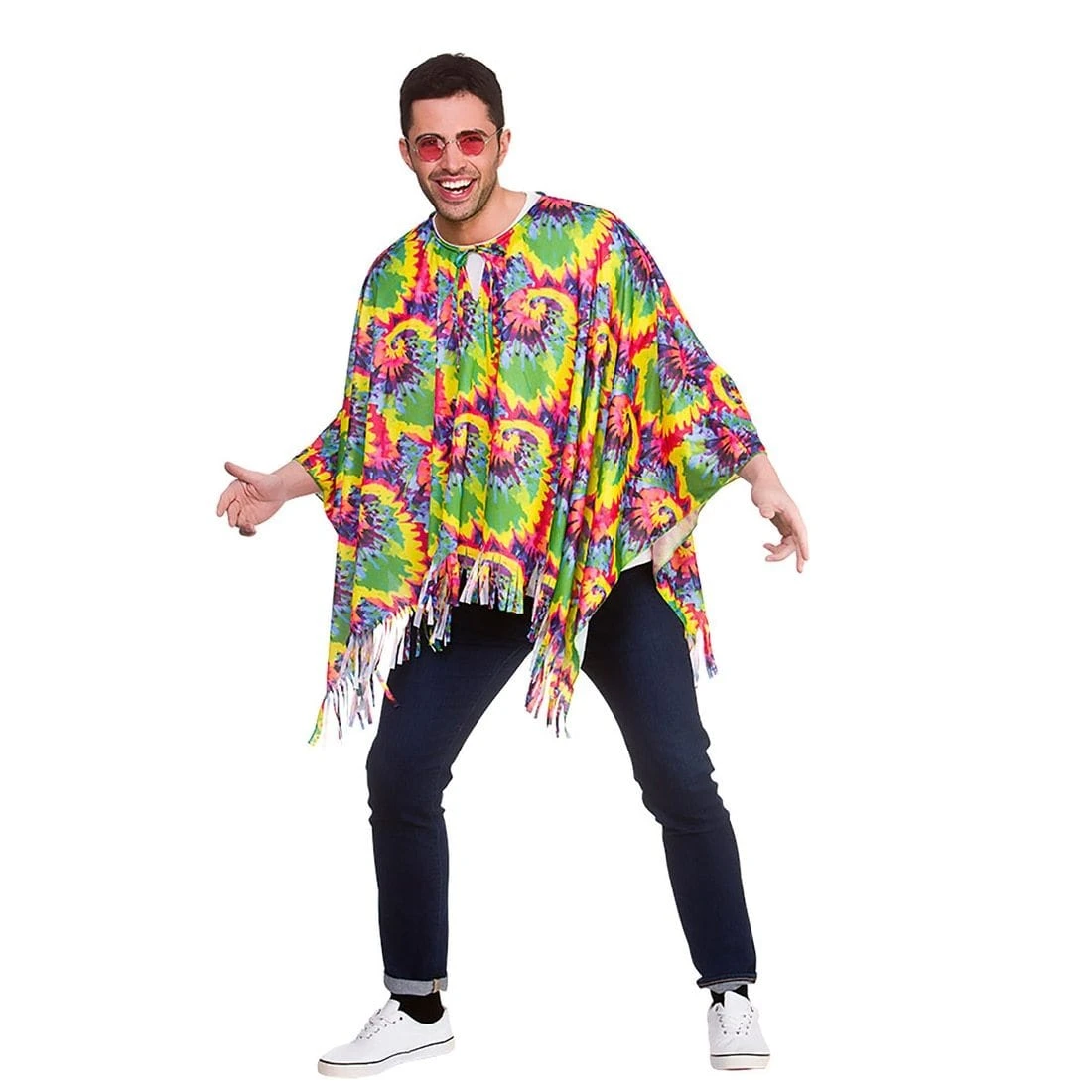 Hippie Poncho 1960s Festival Coat Mexican Fancy Dress Adult 4 Hippie Poncho 1960s Festival Coat Mexican Fancy Dress Adult - Image 2