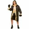 Champion Boxer Mens Fancy Dress Costume Hooded Robe Gloves