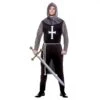 Mens Medieval Black Knight Costume Tunic Chain Mail Hood Belt 2 Mens Medieval Black Knight Costume Tunic Chain Mail Hood Belt -Halloween Costumes Store EM 3274 opt