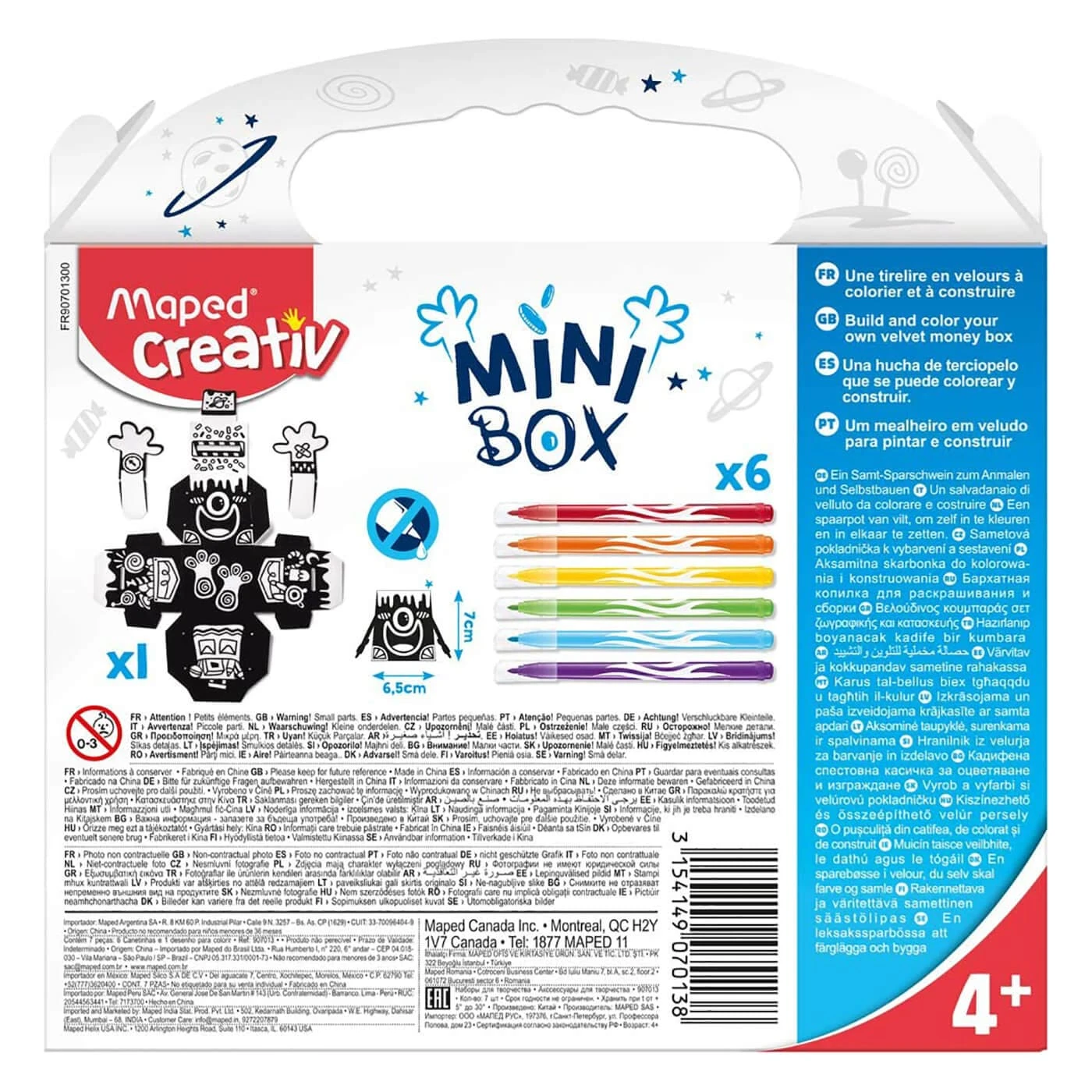 Helix Build & Colour Mini Velvet Money Box Maped Creativ 7cm Age 4+ 6 Helix Build & Colour Mini Velvet Money Box Maped Creativ 7cm Age 4+ - Image 4