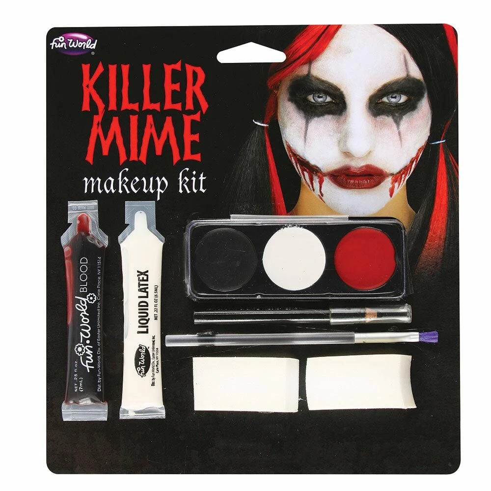 Killer Mime Makeup Kit Blood Latex Halloween Fancy Dress 3 Killer Mime Makeup Kit Blood Latex Halloween Fancy Dress