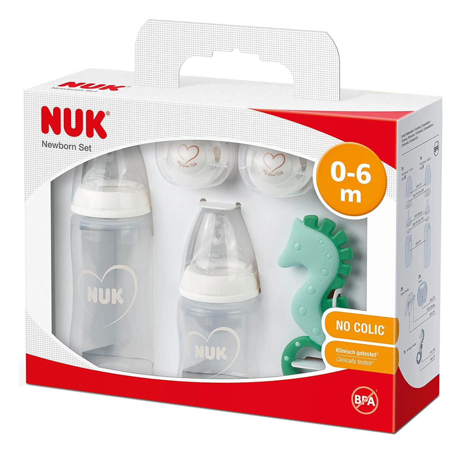 NUK Newborn Set Bottles Silicone Teats Soothers Teether 3 NUK Newborn Set Bottles Silicone Teats Soothers Teether