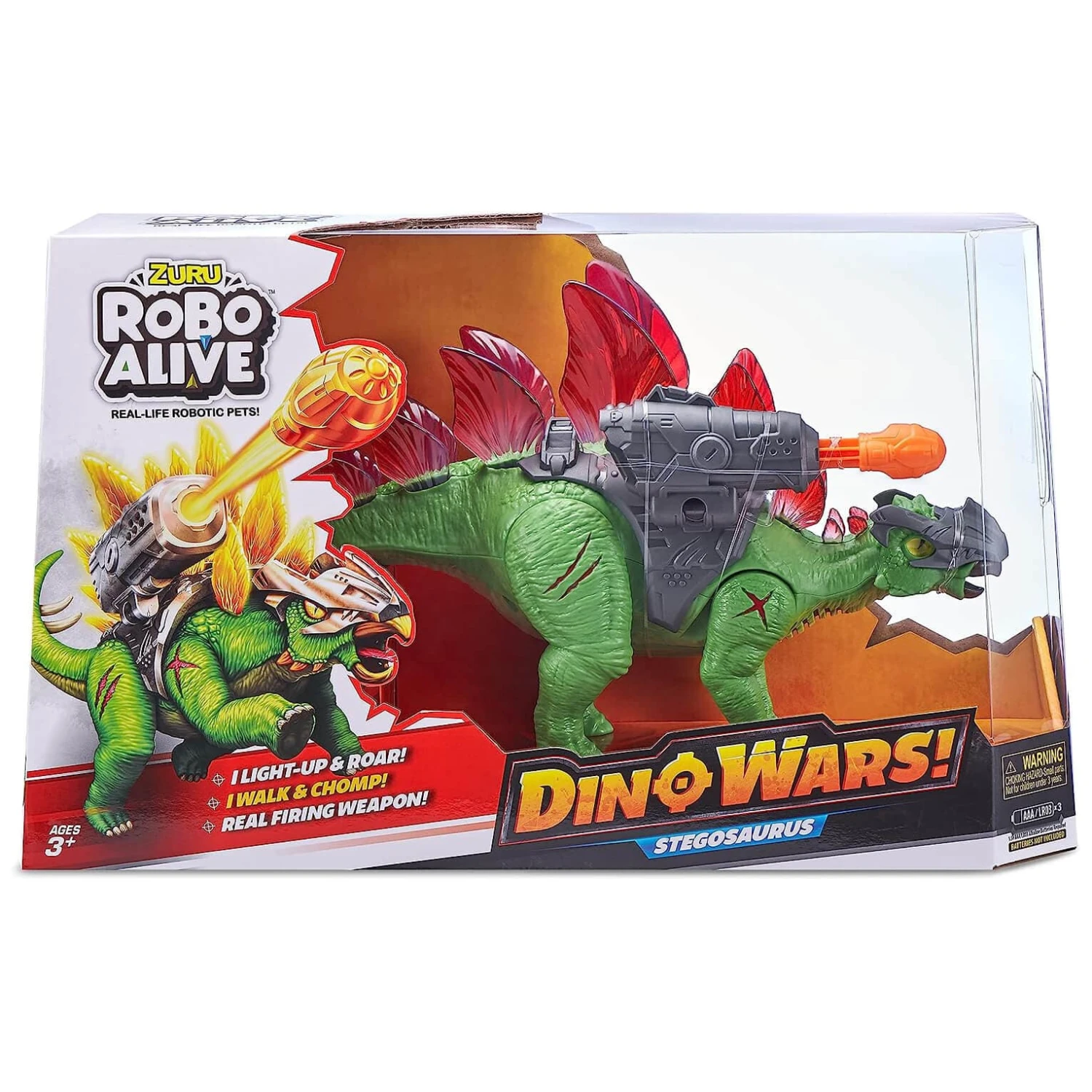 Robo Alive Dino Wars Stegosaurus Light Up Moving Roars 30cm 3 Robo Alive Dino Wars Stegosaurus Light Up Moving Roars 30cm