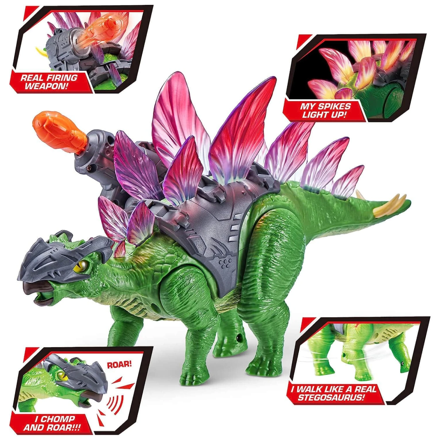 Robo Alive Dino Wars Stegosaurus Light Up Moving Roars 30cm 6 Robo Alive Dino Wars Stegosaurus Light Up Moving Roars 30cm - Image 4