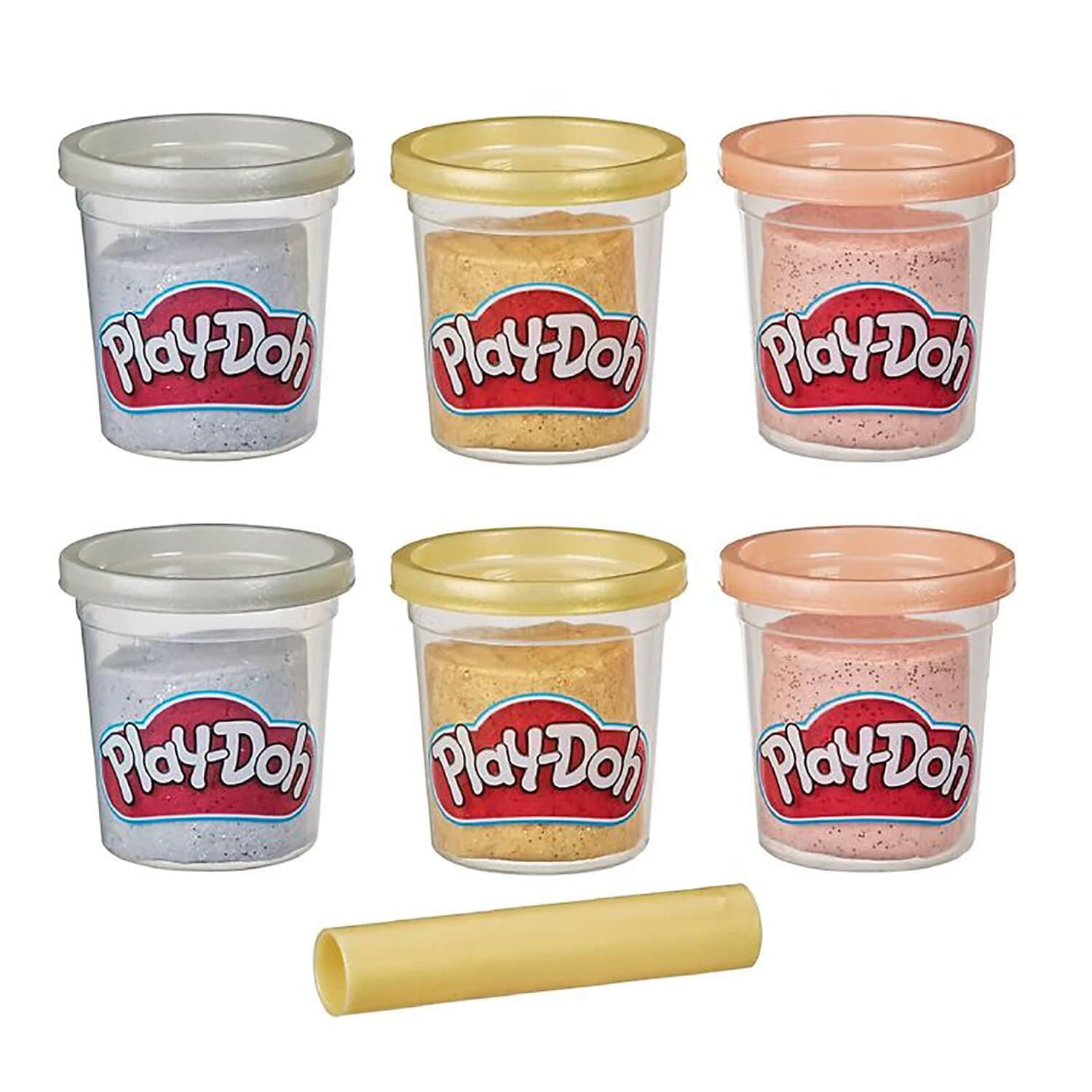 Play-Doh Metallics Compound 6 Tubs Glitter Dough Gold Roller 4 Play-Doh Metallics Compound 6 Tubs Glitter Dough Gold Roller - Image 2