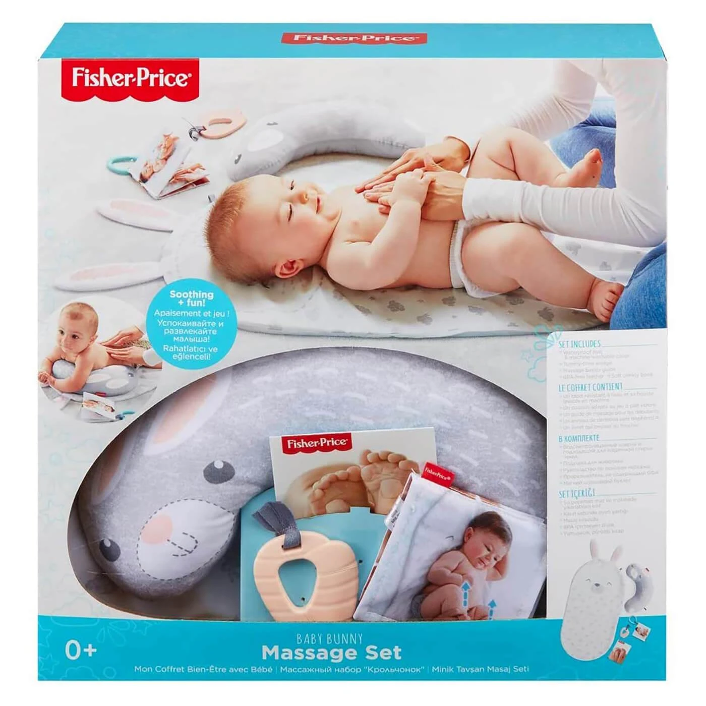 Fisher Price Baby Bunny Massage Set Soothing Fun Mat Teether 3 Fisher Price Baby Bunny Massage Set Soothing Fun Mat Teether
