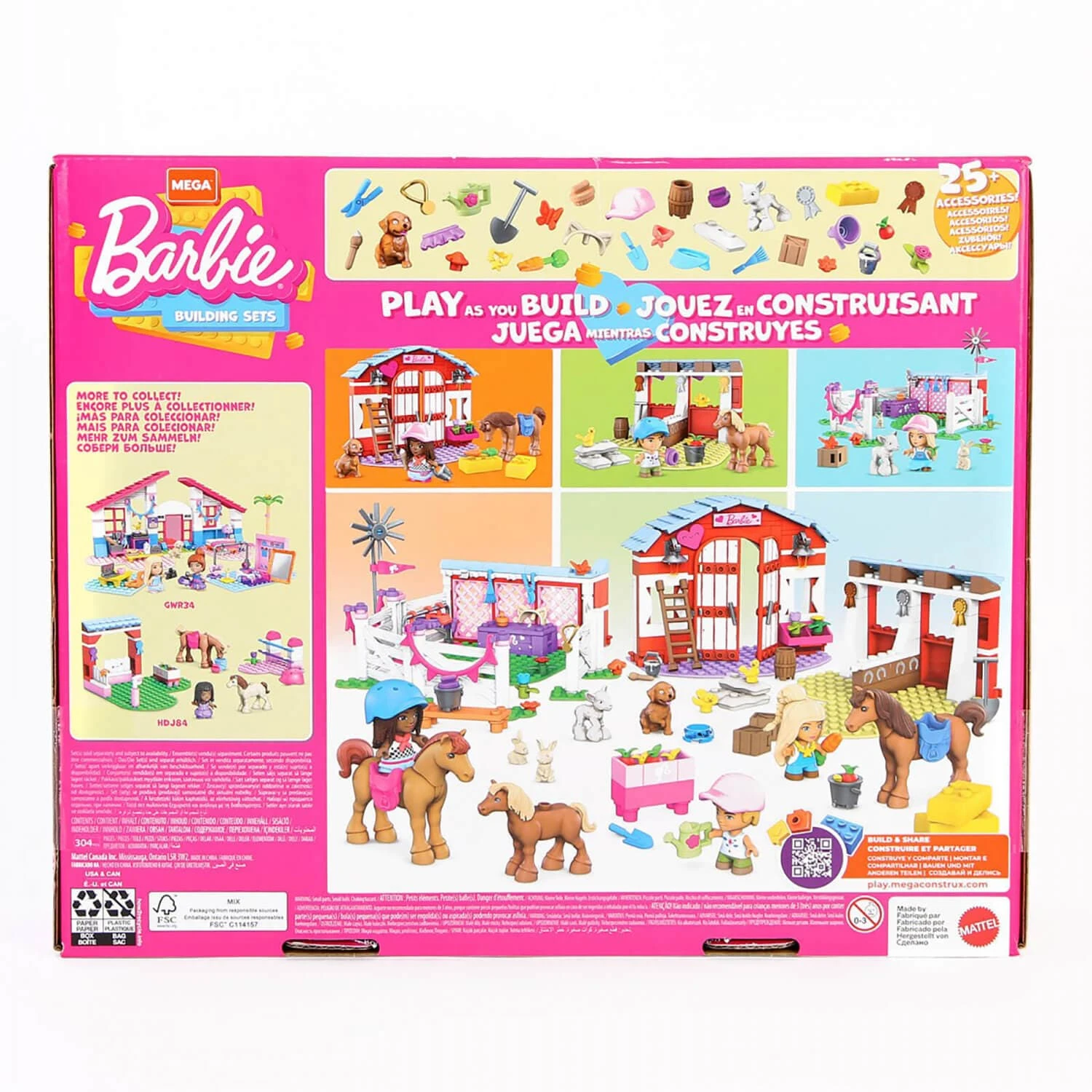 Barbie Horse Stables Mega Construx Building Set 304 Pieces 6 Barbie Horse Stables Mega Construx Building Set 304 Pieces - Image 4