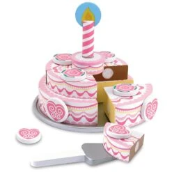 Melissa & Doug Wooden Triple Layer Party Cake Play Set 20 Pieces