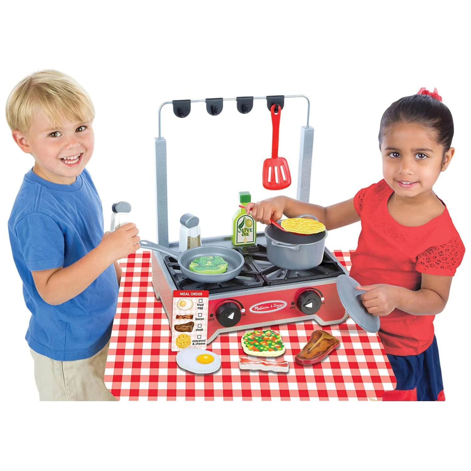 Melissa & Doug Deluxe Wooden Cooktop Set 19 Piece Play Cooker 4 Melissa & Doug Deluxe Wooden Cooktop Set 19 Piece Play Cooker - Image 2
