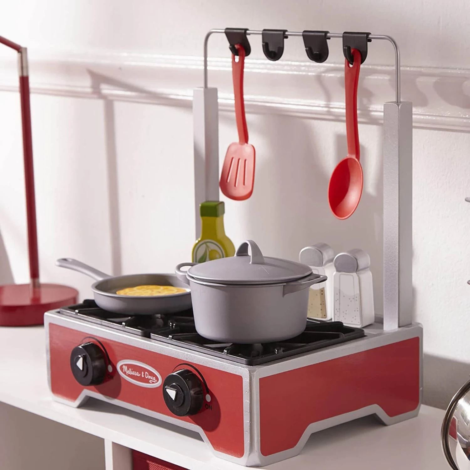 Melissa & Doug Deluxe Wooden Cooktop Set 19 Piece Play Cooker 6 Melissa & Doug Deluxe Wooden Cooktop Set 19 Piece Play Cooker - Image 4