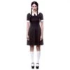 Womens Creepy School Girl Black Dress Wednesday Addams Costume 2 Womens Creepy School Girl Black Dress Wednesday Addams Costume -Halloween Costumes Store HF 5145 opt