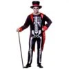 Mens Mr Skelebones Skeleton Jumpsuit Jacket Top Hat Fancy Dress -Halloween Costumes Store HM 5558 opt