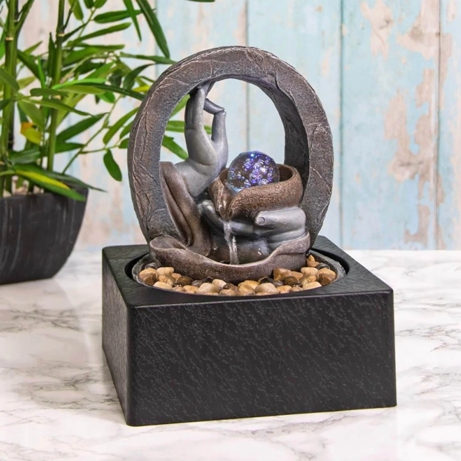 Leonardo Serenity Indoor Water Fountain Pebbles LED Light 3 Leonardo Serenity Indoor Water Fountain Pebbles LED Light