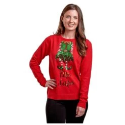 Womens Elfie Selfie Christmas Jumper Sparkle Sequins Xmas Top -Halloween Costumes Store MW06569RED 1600 1 88180.1572347368.1100.1100