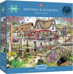 Gibsons Daffodils & Ducklings Jigsaw Puzzle Spring Village 1000 Pieces