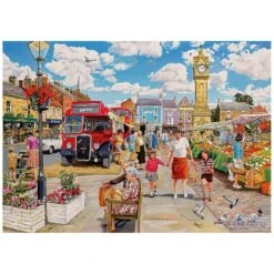 Gibsons Clocktower Market Jigsaw Puzzle Flowers Town Bus 1000 Pieces -Halloween Costumes Store PRIG6321 2 opt