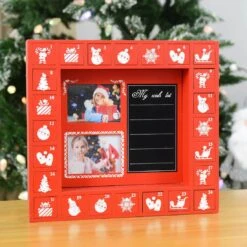 Wooden Red And White Xmas Photo Advent Calendar With Drawers -Halloween Costumes Store Photo Advent Calendar 30405.1605111122.1100.1100