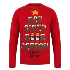 Mens Novelty Christmas Jumper Xmas Eat Sleep Beer Repeat -Halloween Costumes Store SRG1A13463 F J 1600 1 44115.1570016933.1100.1100