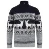 Mens Nordic Pattern Christmas Jumper Fairisle Reindeer 1/4 Zip -Halloween Costumes Store SRG1A14231 A 1 opt 10354.1601298109.1100.1100