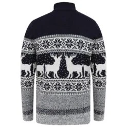 Mens Nordic Pattern Christmas Jumper Fairisle Reindeer 1/4 Zip -Halloween Costumes Store SRG1A14231 A 2 opt 55197.1601298092.1100.1100