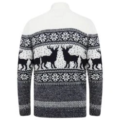 Mens Nordic Pattern Christmas Jumper Fairisle Reindeer 1/4 Zip -Halloween Costumes Store SRG1A14231 F 2 opt 21741.1601298092.1100.1100