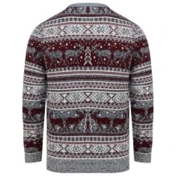 Mens Reindeer Fair Isle Christmas Jumper Grey Marl Nordic -Halloween Costumes Store SRG1A14232 F 2 opt 89314.1601281392.1100.1100
