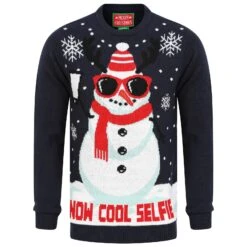 Mens Snowman Christmas Jumper Snow Cool Selfie -Halloween Costumes Store SRG1A15799 F 1 opt