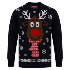 Mens Festive Scarf Rudolph Reindeer Christmas Jumper -Halloween Costumes Store SRG1A17081 A 1.opt