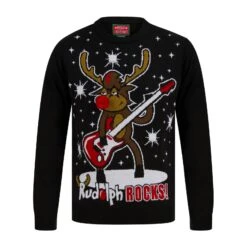 Mens LED Rudolph Rocks Christmas Jumper 3D Nose -Halloween Costumes Store SRG1A17391 A.opt