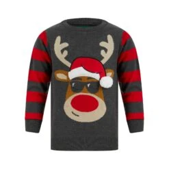 Kids LED Reindeer Christmas Jumper With Light Up Shades -Halloween Costumes Store SRG2A17409 F.opt