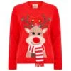 Womens Christmas Jumper Rudolph Reindeer Red Pom Pom Scarf 2 Womens Christmas Jumper Rudolph Reindeer Red Pom Pom Scarf -Halloween Costumes Store SRG3A17233 A 1 opt