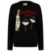 Womens Christmas Jumper Fizz Prosecco Bottle Glass Sparkle