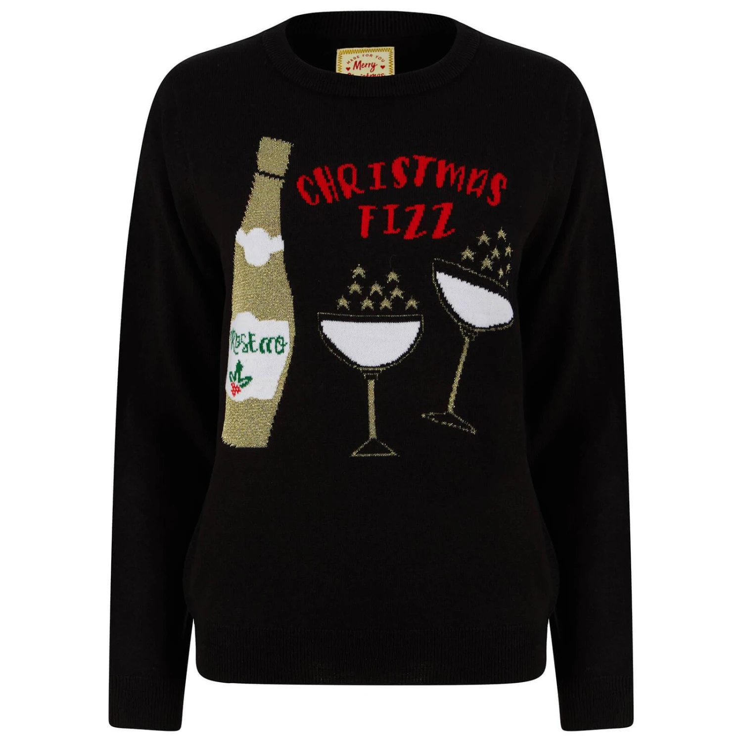 Womens Christmas Jumper Fizz Prosecco Bottle Glass Sparkle 3 Womens Christmas Jumper Fizz Prosecco Bottle Glass Sparkle