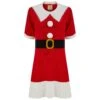 Womens Mrs Claus Santa Jumper Dress 3D Pom Pom Buttons 2 Womens Mrs Claus Santa Jumper Dress 3D Pom Pom Buttons -Halloween Costumes Store SRG3M17494 1.opt