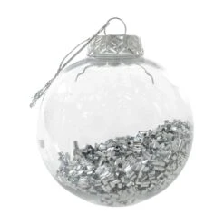 9pk Metallic Foil Filled Shaker Christmas Tree Baubles 8cm -Halloween Costumes Store SilverShakerBauble1