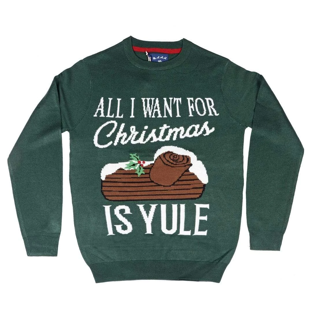 Mens Christmas Jumper All I Want Is Yule Slogan Green Xmas Fun 3 Mens Christmas Jumper All I Want Is Yule Slogan Green Xmas Fun