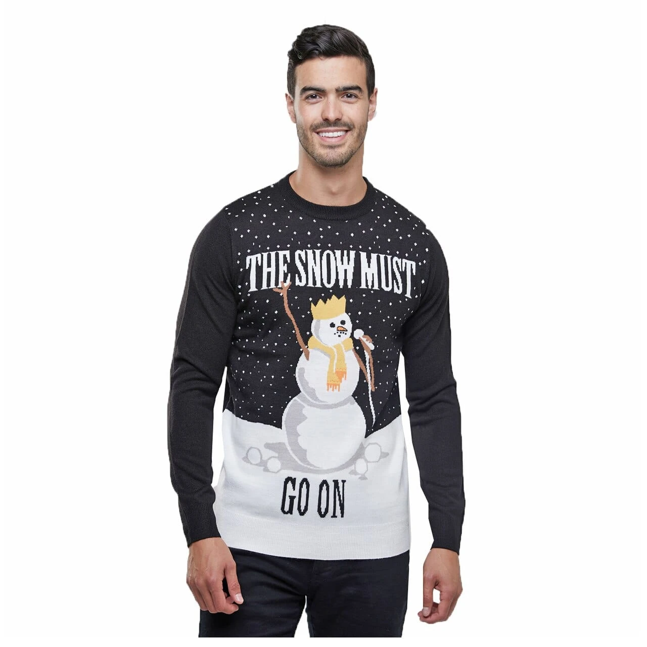 Mens Christmas Jumper Black The Snow Must Go On Xmas Top 3 Mens Christmas Jumper Black The Snow Must Go On Xmas Top