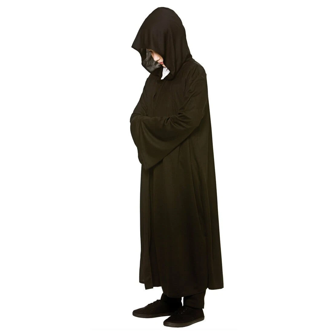 Kids Long Black Hooded Robe Fancy Dress Halloween Costume 3 Kids Long Black Hooded Robe Fancy Dress Halloween Costume
