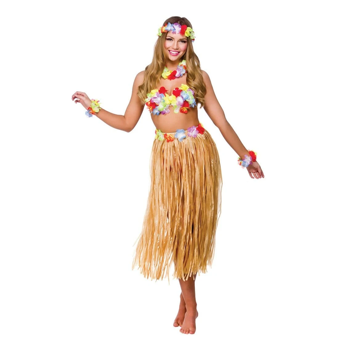 Womens Hawaiian Party Girl 5 Piece Set Halloween Costume 3 Womens Hawaiian Party Girl 5 Piece Set Halloween Costume